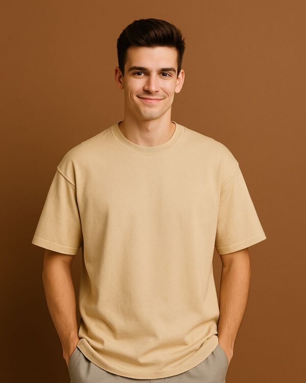 Men’s Oversized T-Shirt – [Beige]